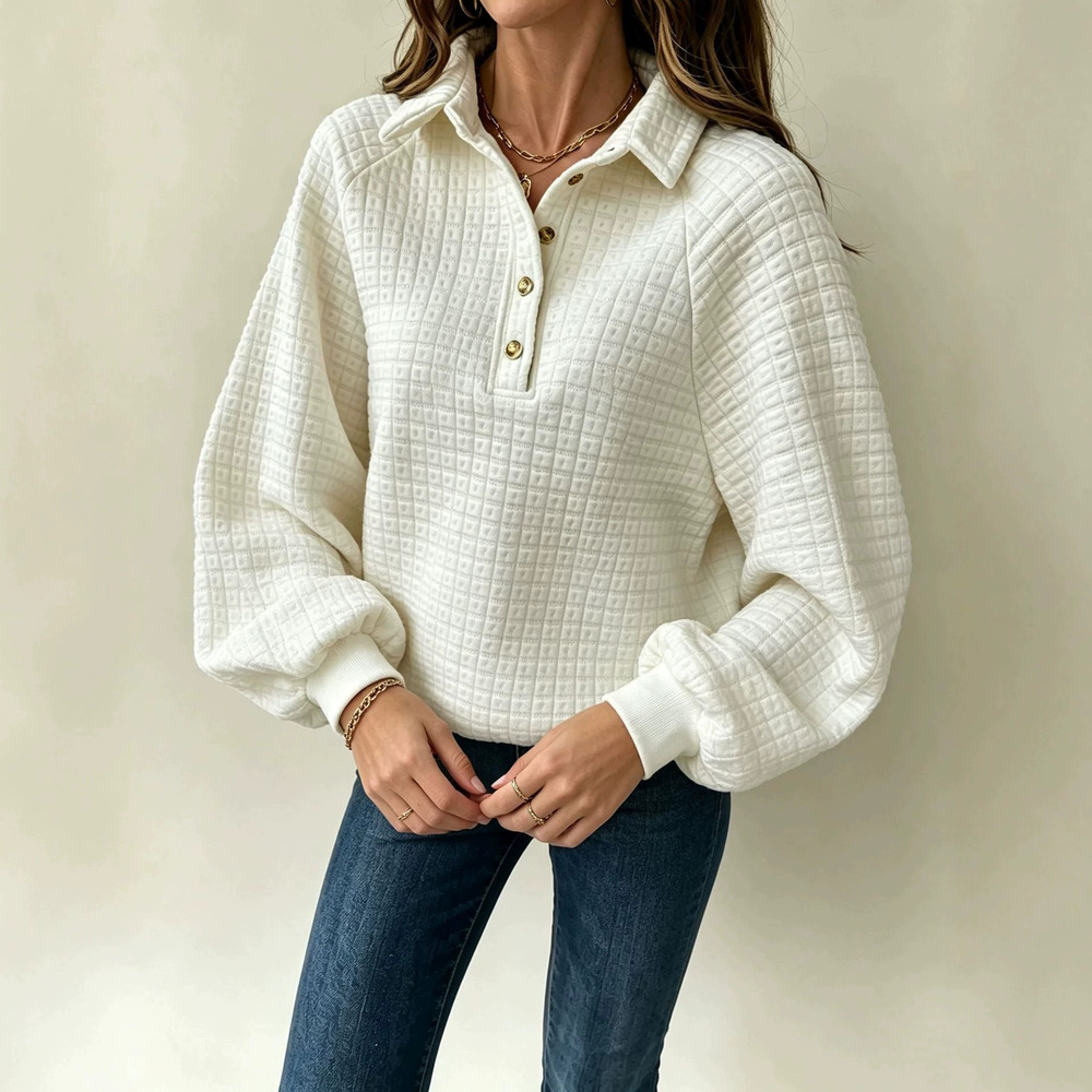 ZARA New Textured Lapel Pullover Sweatshirt Casual Fall Winter Top